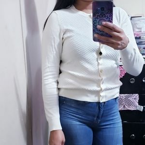 Charter club knit cardigan button cream size M p